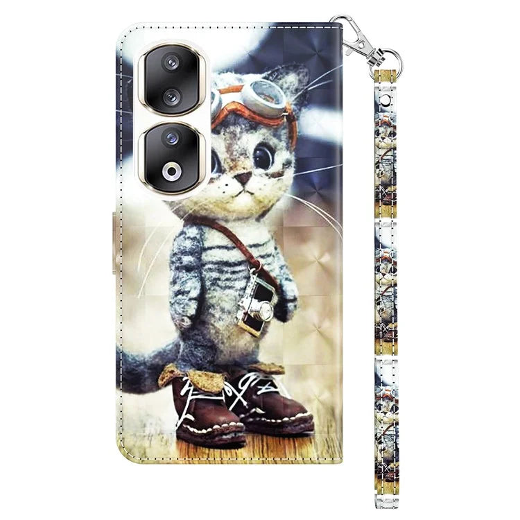 For Honor 90 Pro Case PU Leather 3D Pattern Printed Wallet Phone Cover