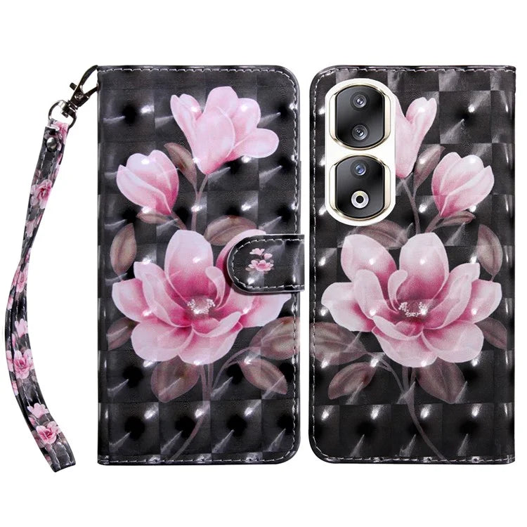 For Honor 90 Pro Case PU Leather 3D Pattern Printed Wallet Phone Cover
