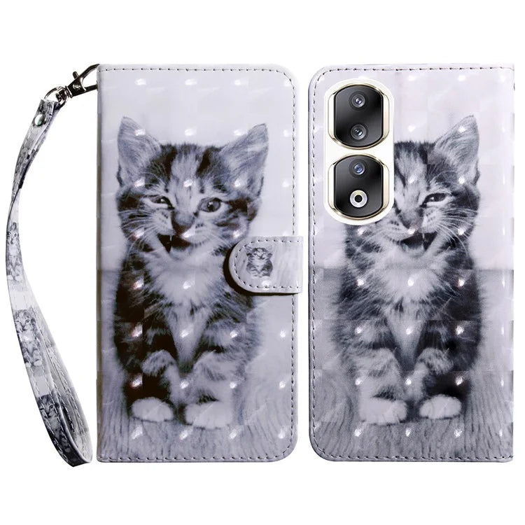 For Honor 90 Pro Case PU Leather 3D Pattern Printed Wallet Phone Cover