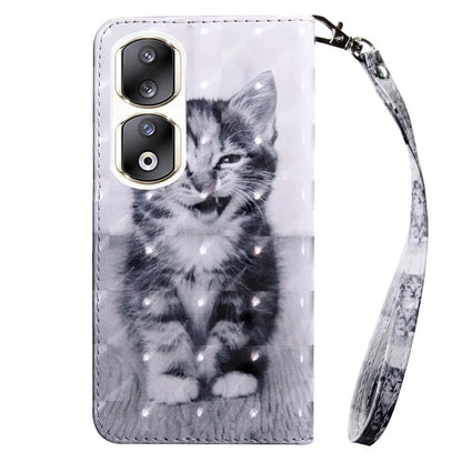 For Honor 90 Pro Case PU Leather 3D Pattern Printed Wallet Phone Cover