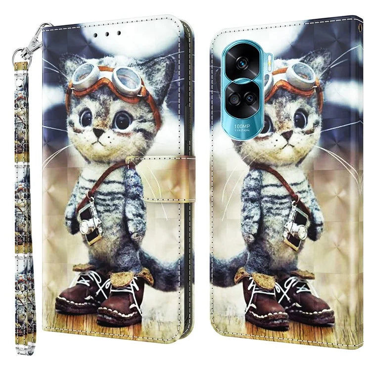 For Honor 90 Lite 5G / X50i 5G Case Wallet PU Leather 3D Pattern Printing Phone Cover