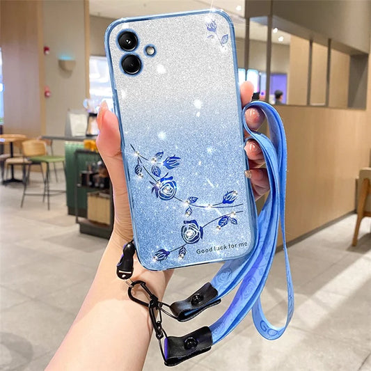 KADEM For Samsung Galaxy F14 5G / M14 5G Case Glitter TPU Phone Cover with Strap