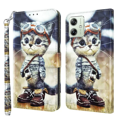 For Motorola Moto G54 5G Case 3D Pattern Leather Magnetic Wallet Phone Cover