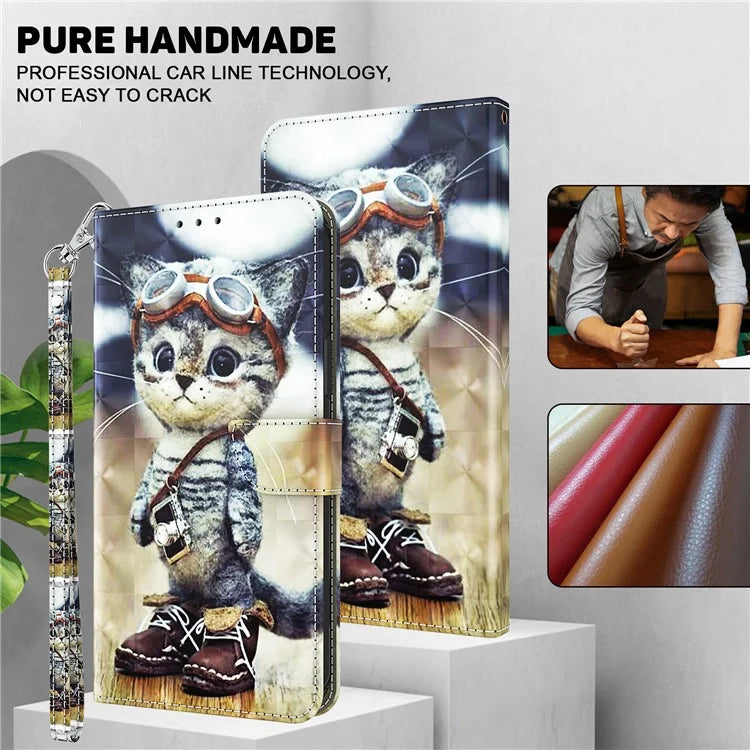 For Motorola Moto G54 5G Case 3D Pattern Leather Magnetic Wallet Phone Cover