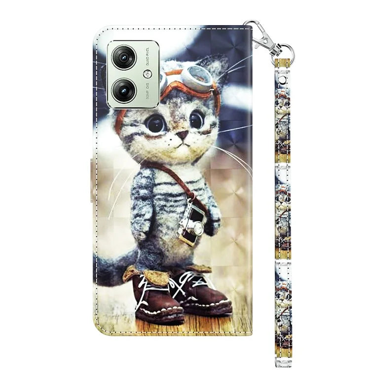 For Motorola Moto G54 5G Case 3D Pattern Leather Magnetic Wallet Phone Cover