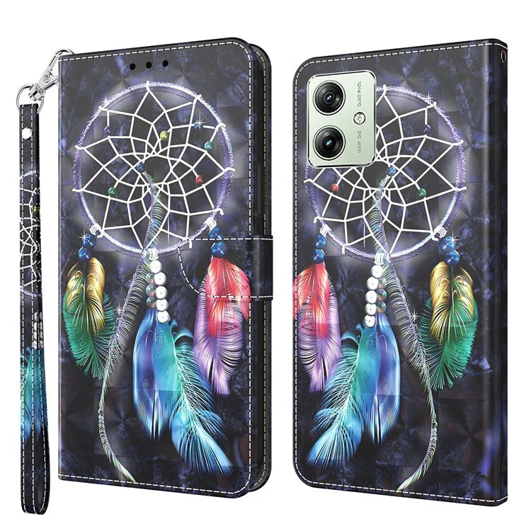 For Motorola Moto G54 5G Case 3D Pattern Leather Magnetic Wallet Phone Cover
