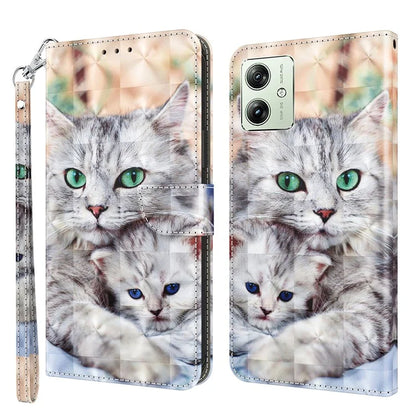 For Motorola Moto G54 5G Case 3D Pattern Leather Magnetic Wallet Phone Cover