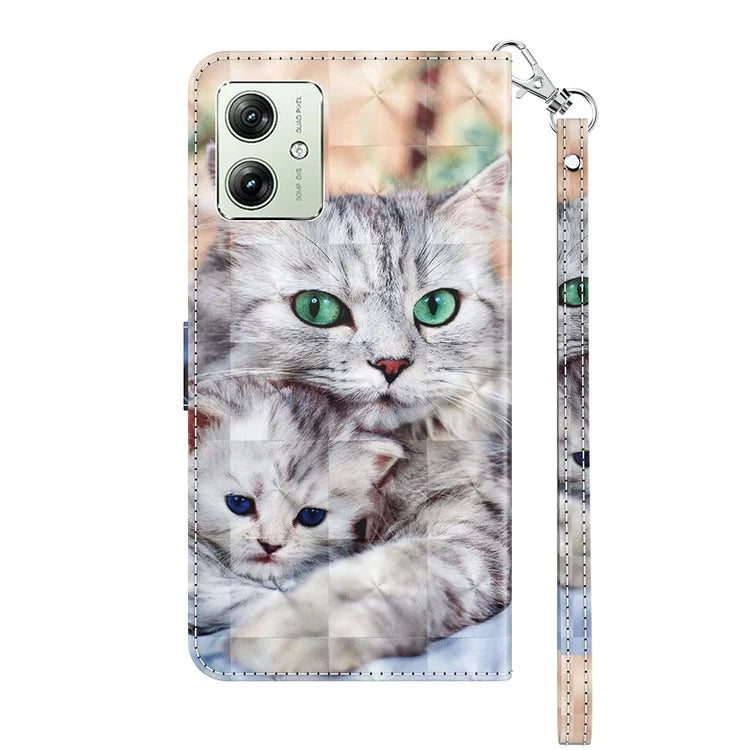 For Motorola Moto G54 5G Case 3D Pattern Leather Magnetic Wallet Phone Cover