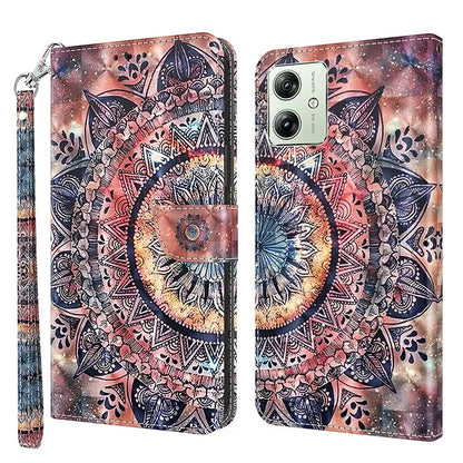 For Motorola Moto G54 5G Case 3D Pattern Leather Magnetic Wallet Phone Cover