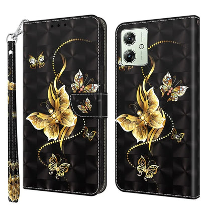 For Motorola Moto G54 5G Case 3D Pattern Leather Magnetic Wallet Phone Cover