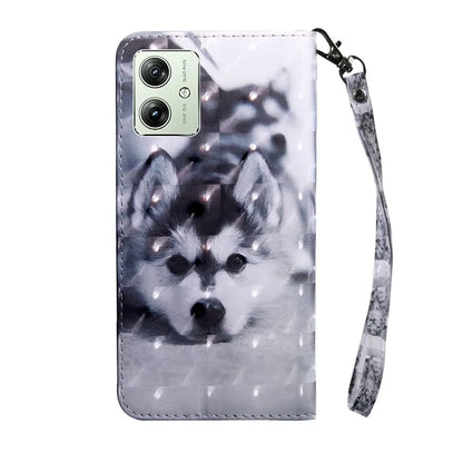 For Motorola Moto G54 5G Case 3D Pattern Leather Magnetic Wallet Phone Cover