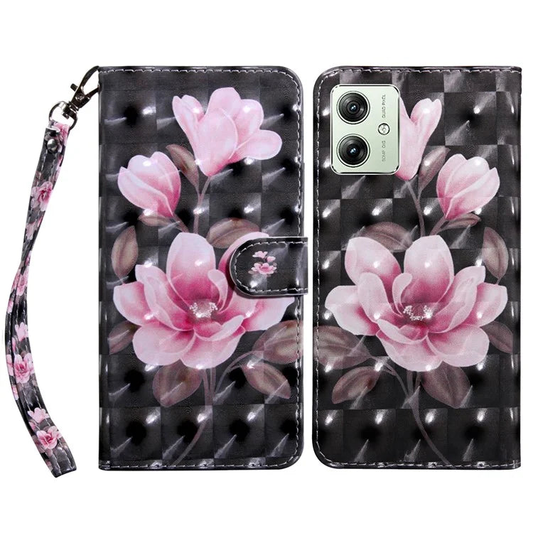 For Motorola Moto G54 5G Case 3D Pattern Leather Magnetic Wallet Phone Cover