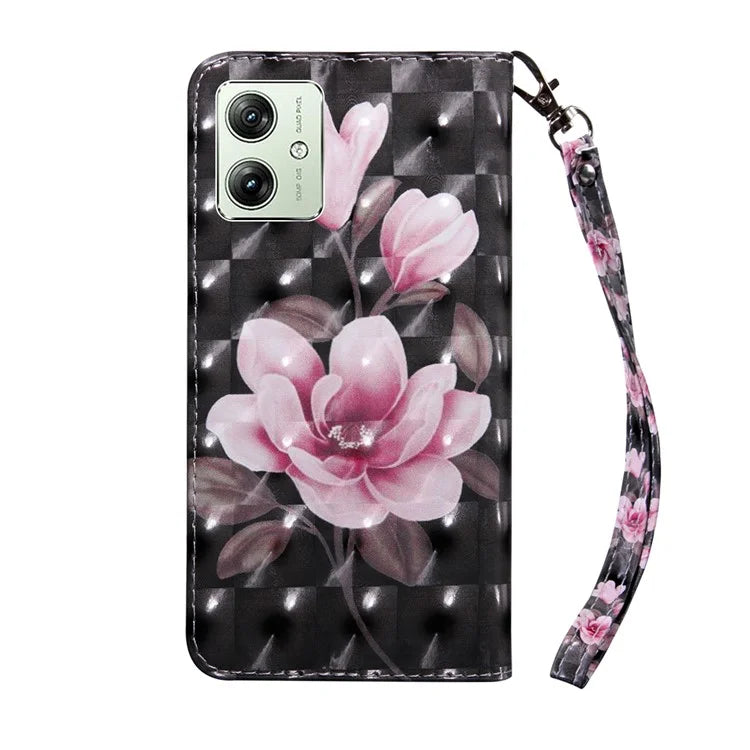 For Motorola Moto G54 5G Case 3D Pattern Leather Magnetic Wallet Phone Cover