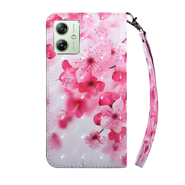 For Motorola Moto G54 5G Case 3D Pattern Leather Magnetic Wallet Phone Cover