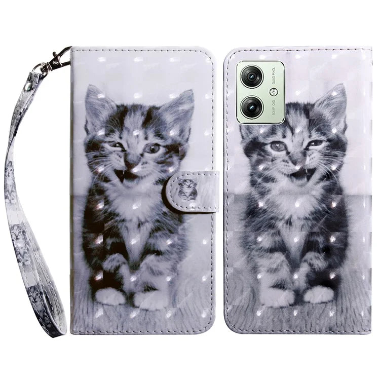 For Motorola Moto G54 5G Case 3D Pattern Leather Magnetic Wallet Phone Cover