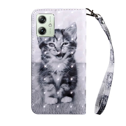 For Motorola Moto G54 5G Case 3D Pattern Leather Magnetic Wallet Phone Cover