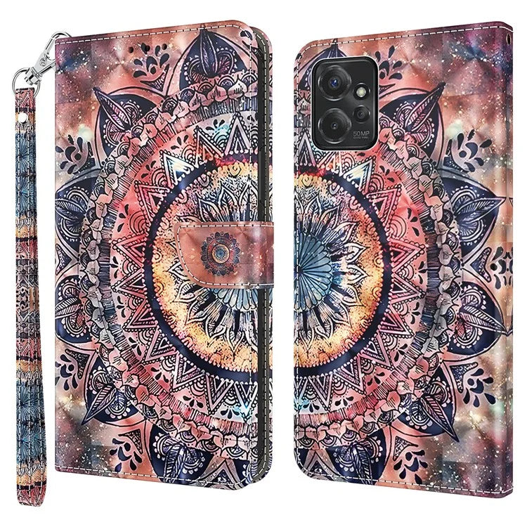 For Motorola Moto G Power 5G Case 3D Pattern PU Leather Phone Cover