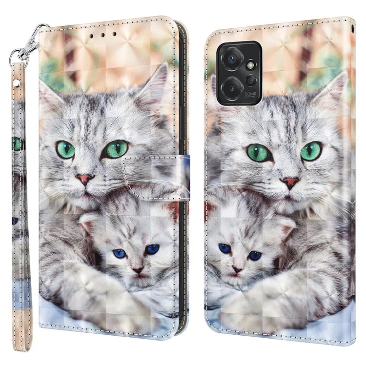 For Motorola Moto G Power 5G Case 3D Pattern PU Leather Phone Cover