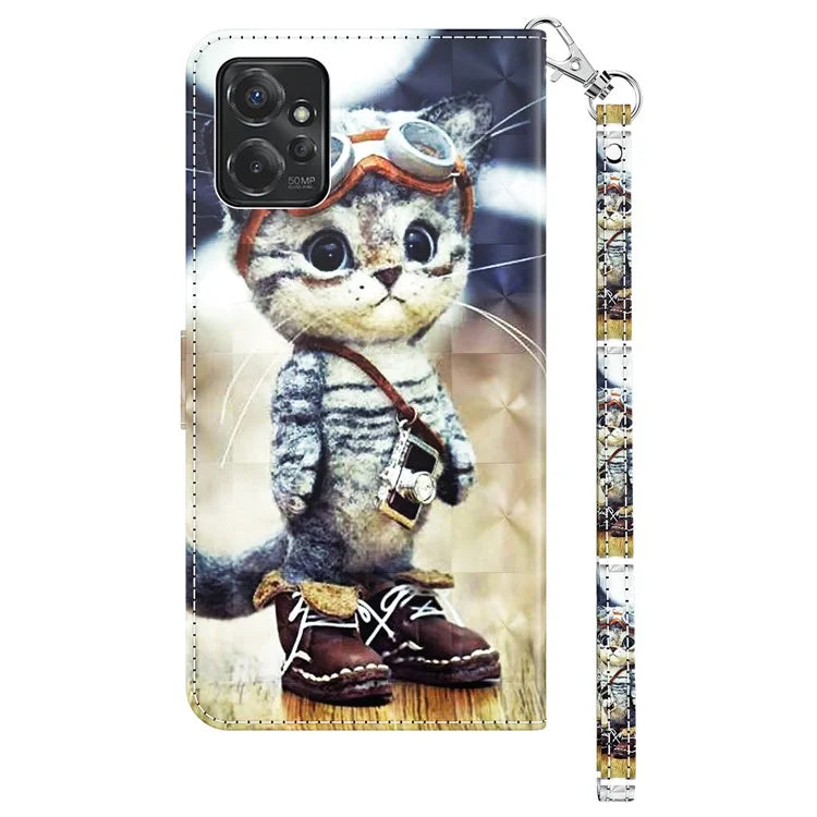 For Motorola Moto G Power 5G Case 3D Pattern PU Leather Phone Cover