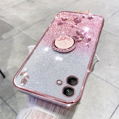 KADEM For Samsung Galaxy M13 5G / A04 4G (164.4 x 76.3 x 9.1mm) Cover Kickstand Glitter TPU Phone Case