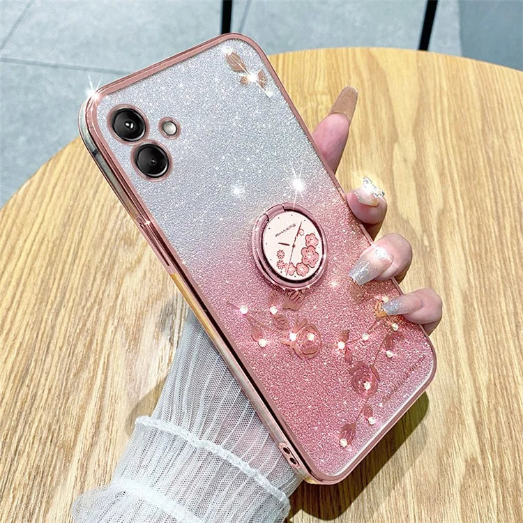 KADEM For Samsung Galaxy M13 5G / A04 4G (164.4 x 76.3 x 9.1mm) Cover Kickstand Glitter TPU Phone Case