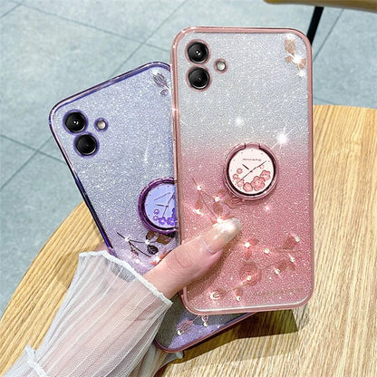 KADEM For Samsung Galaxy M13 5G / A04 4G (164.4 x 76.3 x 9.1mm) Cover Kickstand Glitter TPU Phone Case