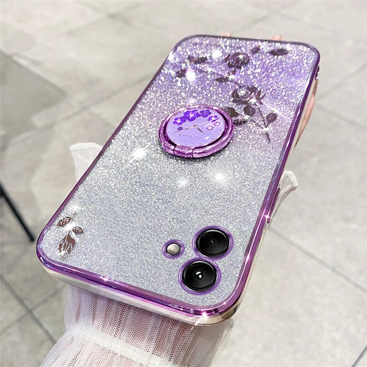 KADEM For Samsung Galaxy M13 5G / A04 4G (164.4 x 76.3 x 9.1mm) Cover Kickstand Glitter TPU Phone Case
