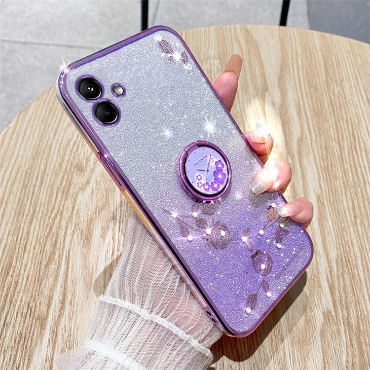 KADEM For Samsung Galaxy M13 5G / A04 4G (164.4 x 76.3 x 9.1mm) Cover Kickstand Glitter TPU Phone Case