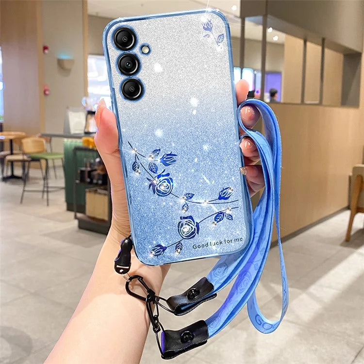 KADEM For Samsung Galaxy A13 5G / A04s 4G Case Shiny Rhinestone Decor Phone Cover with Strap