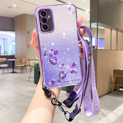 KADEM For Samsung Galaxy M13 4G / F23 5G / M23 5G Case Rhinestone Soft TPU Phone Cover with Strap