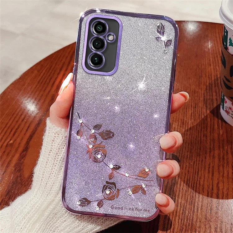 KADEM For Samsung Galaxy M13 4G / F23 5G / M23 5G Case Rhinestone Soft TPU Phone Cover with Strap