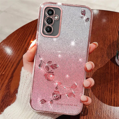 KADEM For Samsung Galaxy M13 4G / F23 5G / M23 5G Case Rhinestone Soft TPU Phone Cover with Strap