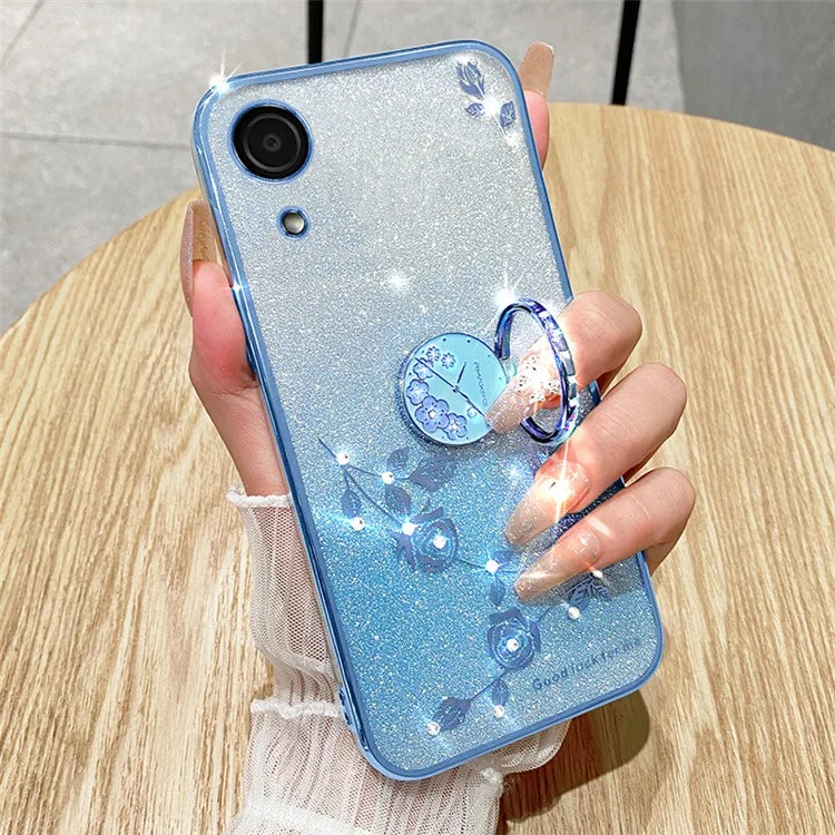 KADEM For Samsung Galaxy A03 Core Case Flower Pattern TPU Cell Phone Kickstand Cover