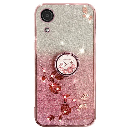 KADEM For Samsung Galaxy A03 Core Case Flower Pattern TPU Cell Phone Kickstand Cover