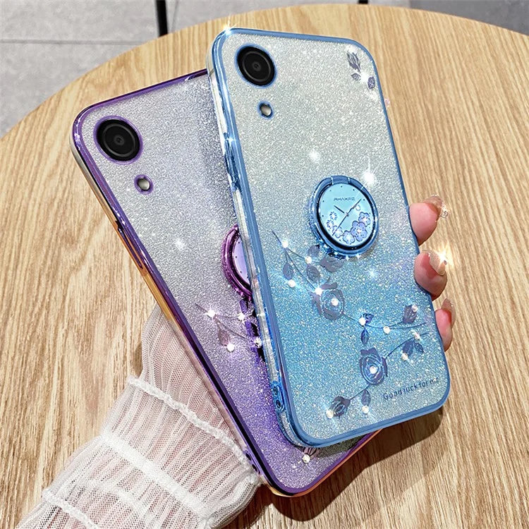 KADEM For Samsung Galaxy A03 Core Case Flower Pattern TPU Cell Phone Kickstand Cover