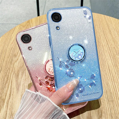 KADEM For Samsung Galaxy A03 Core Case Flower Pattern TPU Cell Phone Kickstand Cover
