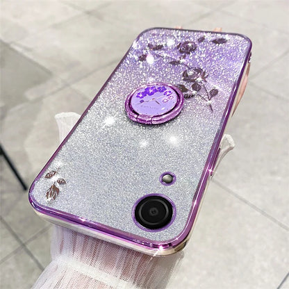 KADEM For Samsung Galaxy A03 Core Case Flower Pattern TPU Cell Phone Kickstand Cover