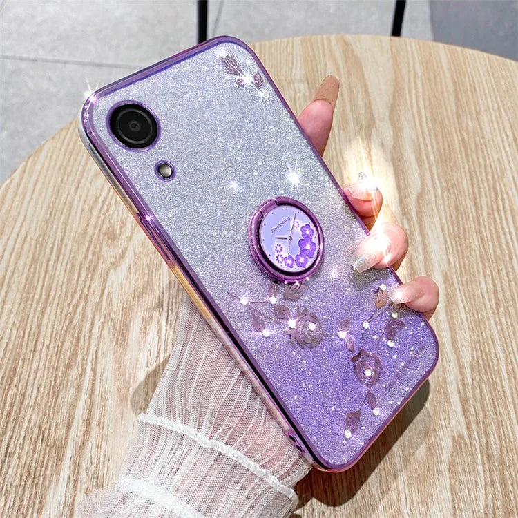 KADEM For Samsung Galaxy A03 Core Case Flower Pattern TPU Cell Phone Kickstand Cover