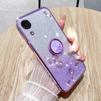 KADEM For Samsung Galaxy A03 Core Case Flower Pattern TPU Cell Phone Kickstand Cover