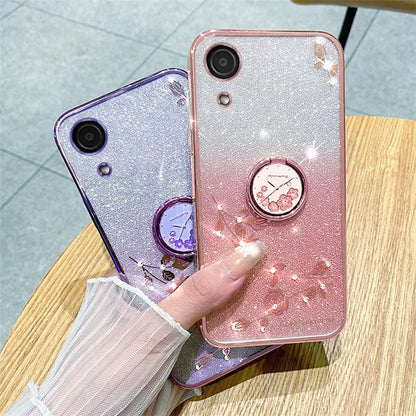 KADEM For Samsung Galaxy A03 Core Case Flower Pattern TPU Cell Phone Kickstand Cover