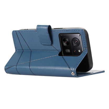 DF-06 For Xiaomi 13T / 13T Pro / Redmi K60 Ultra Case Lines Imprinted Leather Stand Wallet Phone Cover