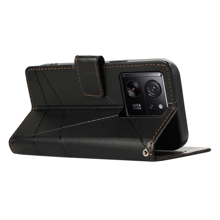 DF-06 For Xiaomi 13T / 13T Pro / Redmi K60 Ultra Case Lines Imprinted Leather Stand Wallet Phone Cover