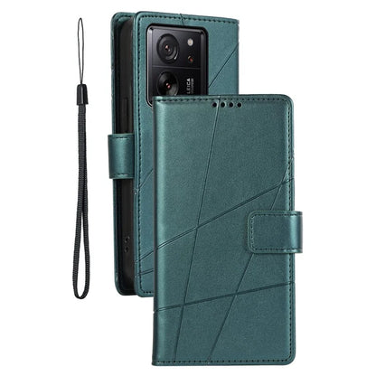 DF-06 For Xiaomi 13T / 13T Pro / Redmi K60 Ultra Case Lines Imprinted Leather Stand Wallet Phone Cover