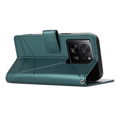 DF-06 For Xiaomi 13T / 13T Pro / Redmi K60 Ultra Case Lines Imprinted Leather Stand Wallet Phone Cover