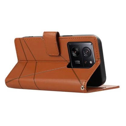 DF-06 For Xiaomi 13T / 13T Pro / Redmi K60 Ultra Case Lines Imprinted Leather Stand Wallet Phone Cover