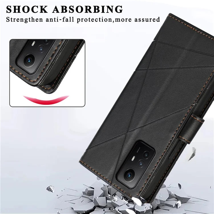 DF-06 For Xiaomi Redmi Note 12S 4G Case Lines Imprinted Phone Leather Protective Cover