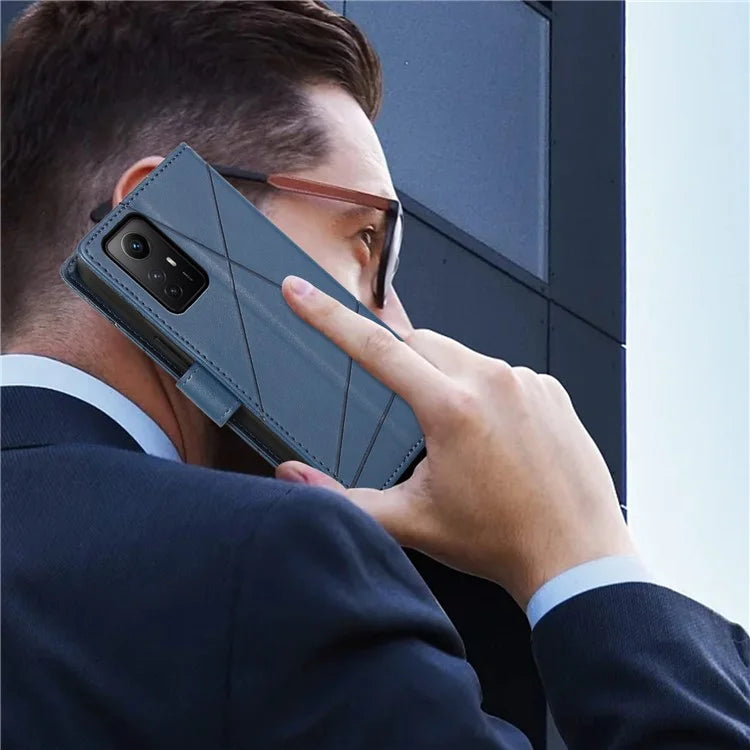 DF-06 For Xiaomi Redmi Note 12S 4G Case Lines Imprinted Phone Leather Protective Cover