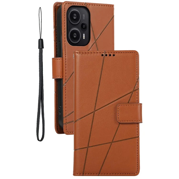 DF-06 For Xiaomi Redmi Note 12 Turbo / Poco F5 5G Case Cellphone Imprinted Leather Cover