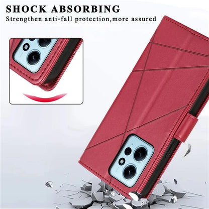 DF-06 For Xiaomi Redmi Note 12 4G Case Lines Imprinted Leather Phone Flip Stand Cover