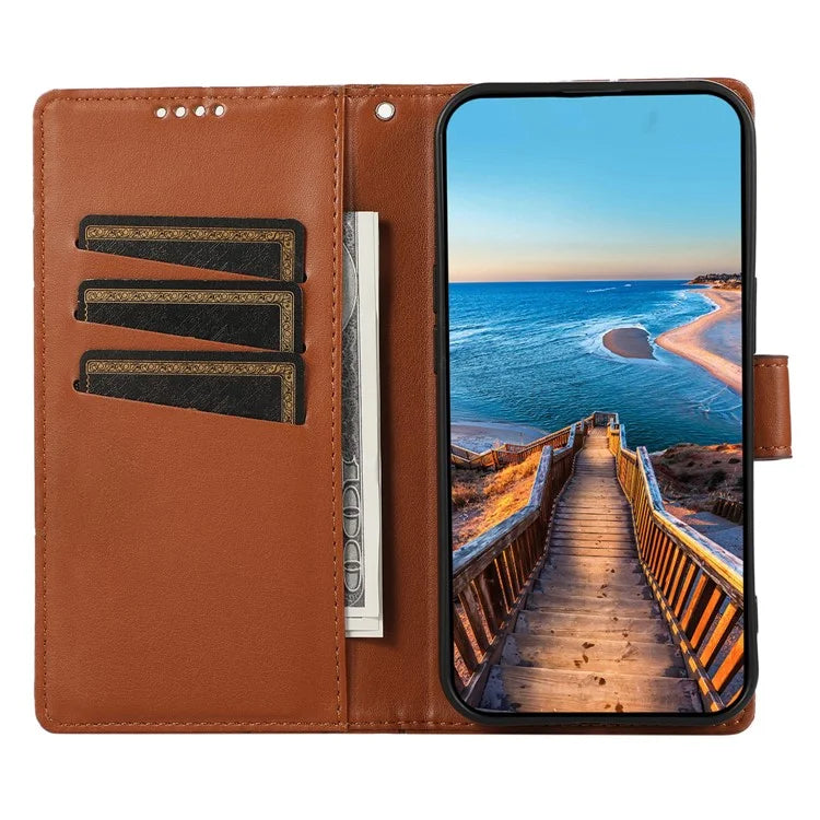 DF-06 For Xiaomi Redmi Note 12 4G Case Lines Imprinted Leather Phone Flip Stand Cover